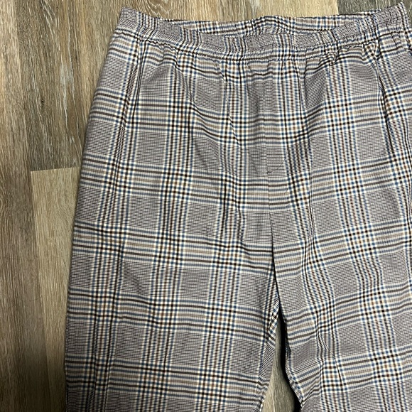 Zara Plaid Size Large Trousers Blue, Brown and White - Picture 4 of 7
